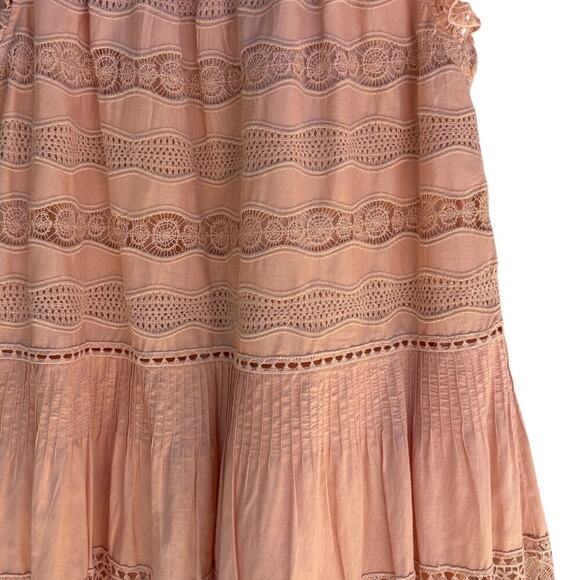 Ulla Johnson Nora Dress Size 6 Crochet Pom Poms Flutter Sleeve Light PInk /Peach - Picture 5 of 7